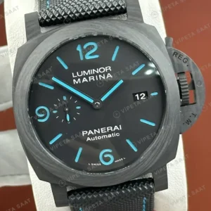 Panerai 44 mm PAM01314 Luminor Marina Siyah Kadran Mavi Detay Super Clone ETA Saat kırp kapak