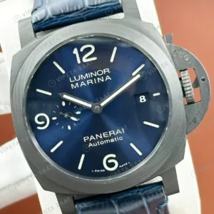 Panerai 44 mm PAM01314 Luminor Marina Karbon Mavi Kadran Zarif Super Clone ETA Saat kırp kapak