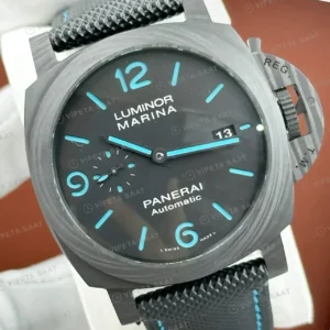 Panerai 44 mm PAM01314 Luminor Marina Karbon Mavi Kadran Super Clone ETA Saat kırp kapak