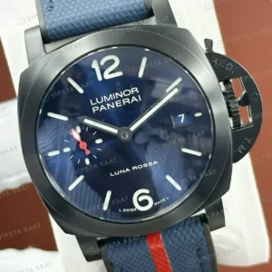 Panerai 44 mm PAM01314 Luminor Marina Karbon Mavi Kadran Klasik Super Clone ETA Saat kırp kapak
