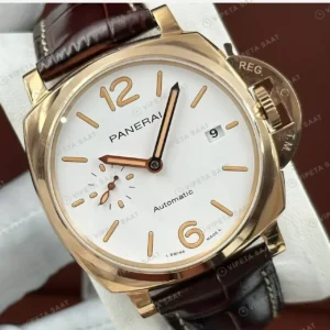 Panerai 44 mm PAM01371 Luminor Marina Beyaz Kadran Altın Super Clone ETA Saat kırp kapak