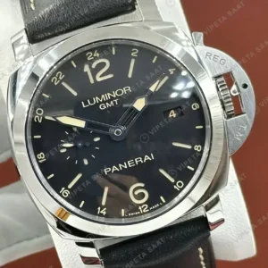 Panerai 44 mm PAM01361 Luminor GMT Siyah Kadran Super Clone ETA Saat kırp kapak