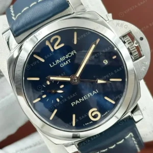 Panerai 44 mm PAM01361 Luminor GMT Mavi Kadran Klasik Super Clone ETA Saat kırp kapak