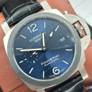 Panerai 44 mm PAM01361 Luminor GMT Mavi Kadran Çelik Super Clone ETA Saat kırp kapak