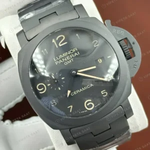 Panerai 44 mm PAM01603 Luminor GMT Karbon Gri Kadran Super Clone ETA Saat kırp kapak