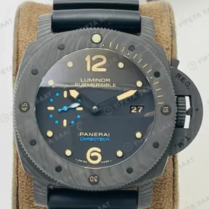 Panerai 47 mm PAM01616 Luminor Submersible Carbotech Siyah Kadran Karbon Kaucuk Kordon Super Clone ETA Saat kırp kapak
