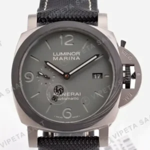 Panerai 44 mm PAM01312 Luminor Marina Gri Kadran Titanyum Deri Kordon Super Clone ETA Saat kırp kapak