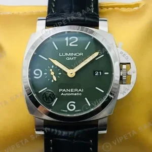 Panerai 44 mm PAM01361 Luminor Gmt Yesil Kadran Celik Super Clone ETA Saat kırp kapak
