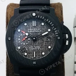 Panerai 44 mm PAM01436 Submersible Luna Rossa Siyah Kadran Karbon Super Clone ETA Saat kırp kapak