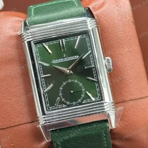 Jaeger LeCoultre Reverso Yeşil Kadran Deri Super Clone ETA Saat kırp kapak