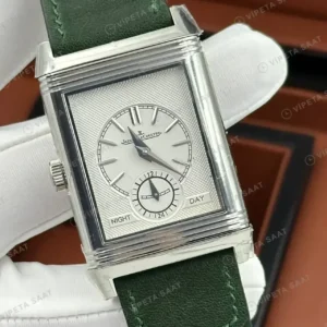 Jaeger LeCoultre Reverso Yeşil Kadran Deri Parlak Super Clone ETA Saat kırp kapak