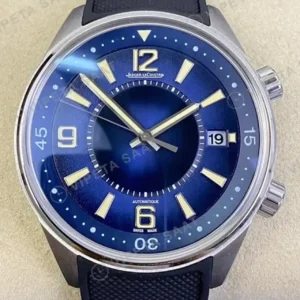 Jaeger-LeCoultre Polaris Mavi Kadran Celik Kasa Kaucuk Kordon Super Clone ETA Saat kırp kapak
