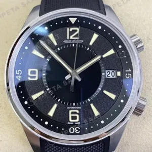 Jaeger-LeCoultre Polaris Siyah Kadran Celik Kasa Kaucuk Kordon Super Clone ETA Saat kırp kapak