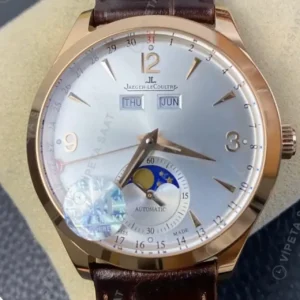 Jaeger-LeCoultre Master Rose Kasa Gumus Kadran Kahverengi Deri Kordon Super Clone ETA Saat kırp kapak