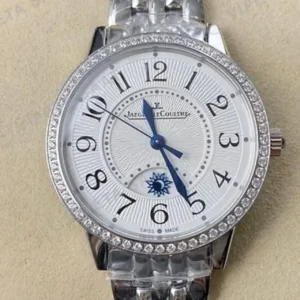 Jaeger-LeCoultre Rendez-Vous Celik Kasa Baget Bezel Gumus Kadran Celik Kordon Super Clone ETA Saat kırp kapak