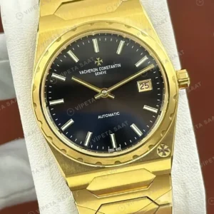 Vacheron Constantin 41 mm Overseas Siyah Kadran Altın Super Clone ETA Saat kırp kapak