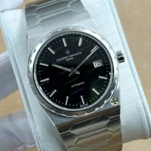 Vacheron Constantin 41 mm Overseas Siyah Kadran Çelik Parlak Super Clone ETA Saat kırp kapak