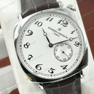 Vacheron Constantin 40 mm Historiques American 1921 Beyaz Kadran Deri Super Clone ETA Saat kırp kapak