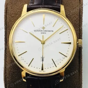 Vacheron Constantin 40 mm Patrimony Beyaz Kadran Gold Super Clone ETA Saat kırp kapak