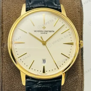 Vacheron Constantin 40 mm Patrimony Champagne Kadran Gold Deri Kordon Super Clone ETA Saat kırp kapak