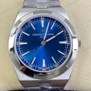 Vacheron Constantin 41 mm Overseas Mavi Kadran Celik Kordon Super Clone ETA Saat kırp kapak