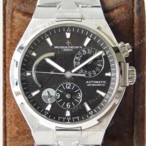 Vacheron Constantin 41 mm Overseas Siyah Kadran Celik Kordon Super Clone ETA Saat kırp kapak