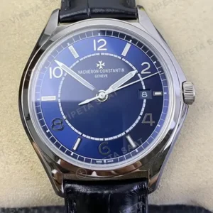 Vacheron Constantin 37 mm Fiftysix Mavi Kadran Siyah Deri Super Clone ETA Saat kırp kapak