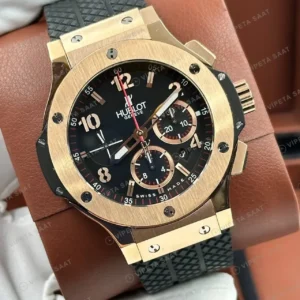 Hublot Big Bang Full Rose Altın Siyah Kronograf Super Clone ETA Saat kırp kapak