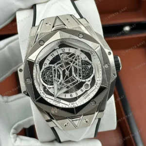 Hublot Big Bang Sang Bleu Titanyum Gri Geometrik Skeleton Super Clone ETA Saat kırp kapak