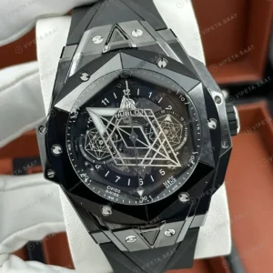 Hublot Big Bang Sang Bleu Siyah Seramik Geometrik Skeleton Super Clone ETA Saat kırp kapak