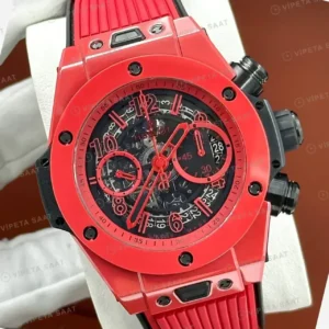 Hublot Big Bang Unico Kırmızı Seramik Skeleton Kronograf Super Clone ETA Saat kırp kapak