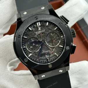 Hublot Big Bang Siyah Seramik Skeleton Kronograf Kauçuk Super Clone ETA Saat kırp kapak
