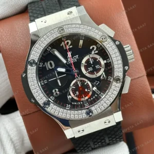 Hublot Big Bang Siyah Kronograf Elmas Taşlı Bezel Super Clone ETA Saat kırp kapak