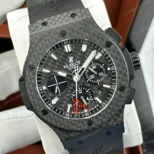 Hublot Big Bang Karbon Siyah Kronograf Kauçuk Super Clone ETA Saat kırp kapak