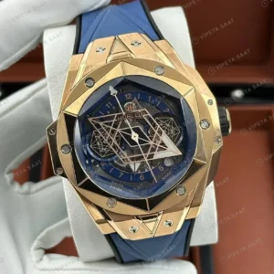 Hublot Big Bang Sang Bleu Rose Skeleton Mavi Kauçuk Super Clone ETA Saat kırp kapak