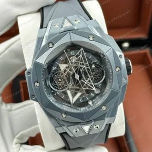 Hublot Big Bang Sang Bleu Gri Titanyum Geometrik Skeleton Super Clone ETA Saat kırp kapak