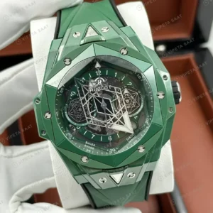 Hublot Big Bang Sang Bleu Beyaz Seramik Geometrik Skeleton Super Clone ETA Saat kırp kapak