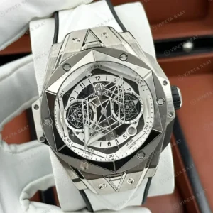 Hublot Big Bang Sang Bleu Titanyum Beyaz Geometrik Skeleton Super Clone ETA Saat kırp kapak