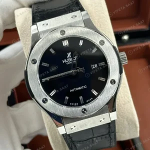 Hublot Classic Fusion Rose Gold Siyah Kadran Deri Klasik Super Clone ETA Saat kırp kapak