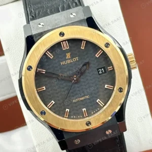Hublot Classic Fusion Rose Gold Siyah Kadran Deri Gece Super Clone ETA Saat kırp kapak