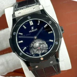 Hublot Classic Fusion Mavi Tourbillon Kadran Deri Super Clone ETA Saat kırp kapak