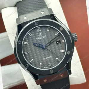 Hublot Classic Fusion Karbon Gri Kadran Deri Super Clone ETA Saat kırp kapak
