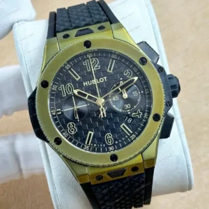 Hublot Big Bang Unico Yeşil Skeleton Kronograf Kauçuk Super Clone ETA Saat kırp kapak