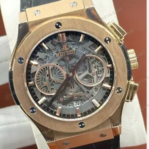Hublot Big Bang Unico Rose Skeleton Kronograf Gündüz Kauçuk Super Clone ETA Saat kırp kapak