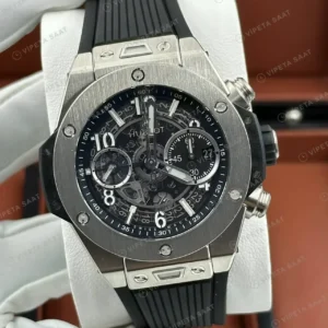 Hublot Big Bang Unico Rose Skeleton Kronograf Gece Kauçuk Super Clone ETA Saat kırp kapak