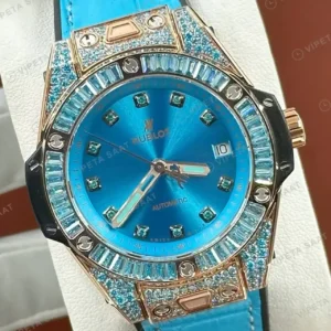 Hublot Big Bang Tiffany Pave Elmas Taşlı Deri Super Clone ETA Saat kırp kapak