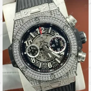 Hublot Big Bang Siyah Tourbillon Elmas Taşlı Kronograf Super Clone ETA Saat kırp kapak