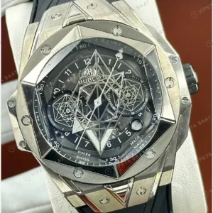 Hublot Big Bang Sang Bleu Titanyum Tourbillon Geometrik Kauçuk Super Clone ETA Saat kırp kapak