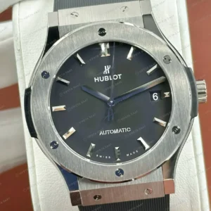 Hublot Classic Fusion Titanyum Gri Kadran Beyaz Kauçuk Super Clone ETA Saat kırp kapak