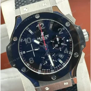 Hublot Big Bang Mavi Seramik Kronograf Kauçuk Super Clone ETA Saat kırp kapak